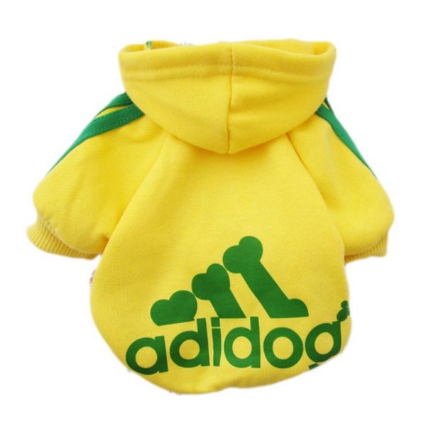 Adidog dog Adidas fleece sweatshirt jacket for dogs yellow