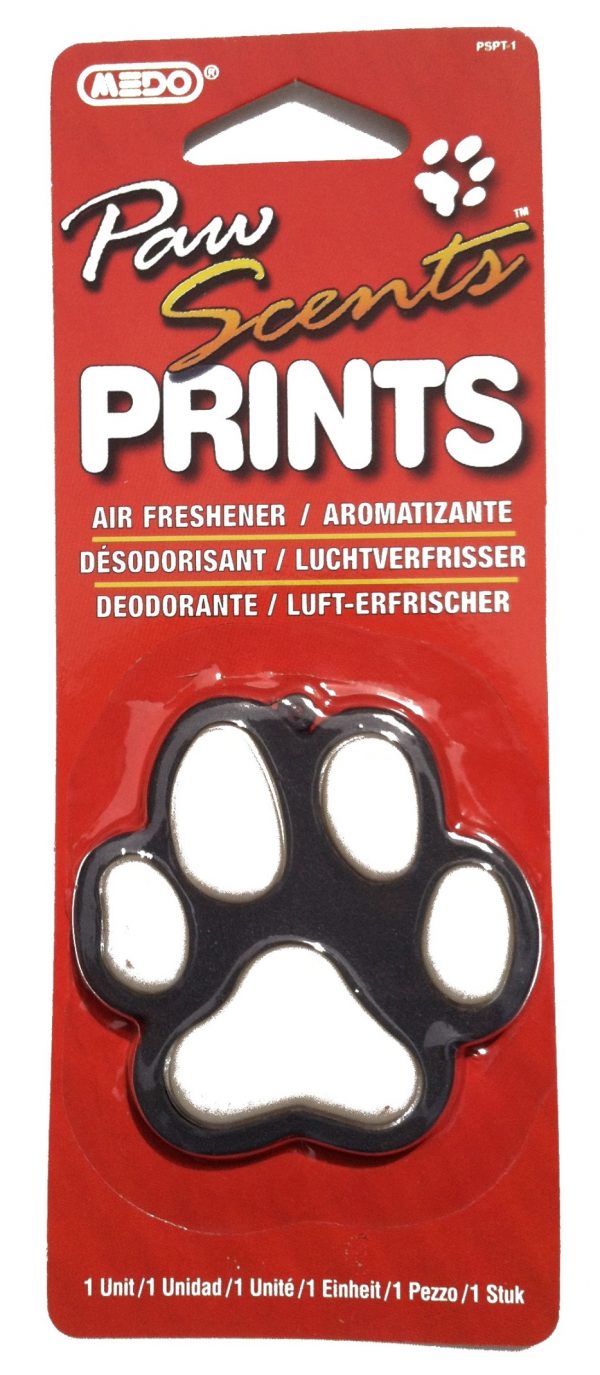Fresh scent paw print shaped air freshener for car or room black and white