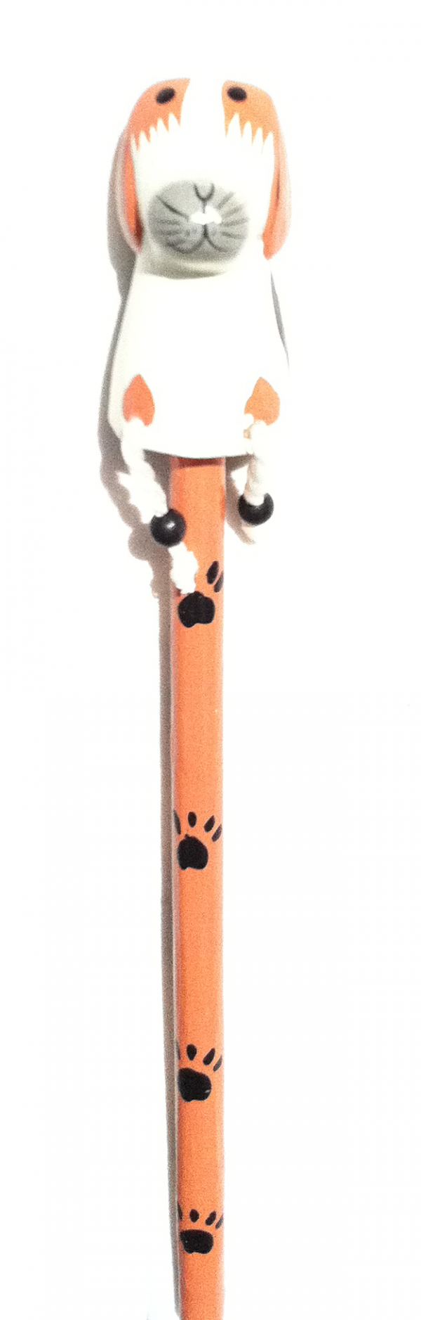 Handcrafted wooden dog pencil - orange