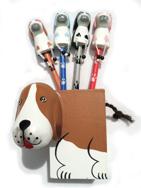 Handcrafted Wooden Dog Pencil Holder